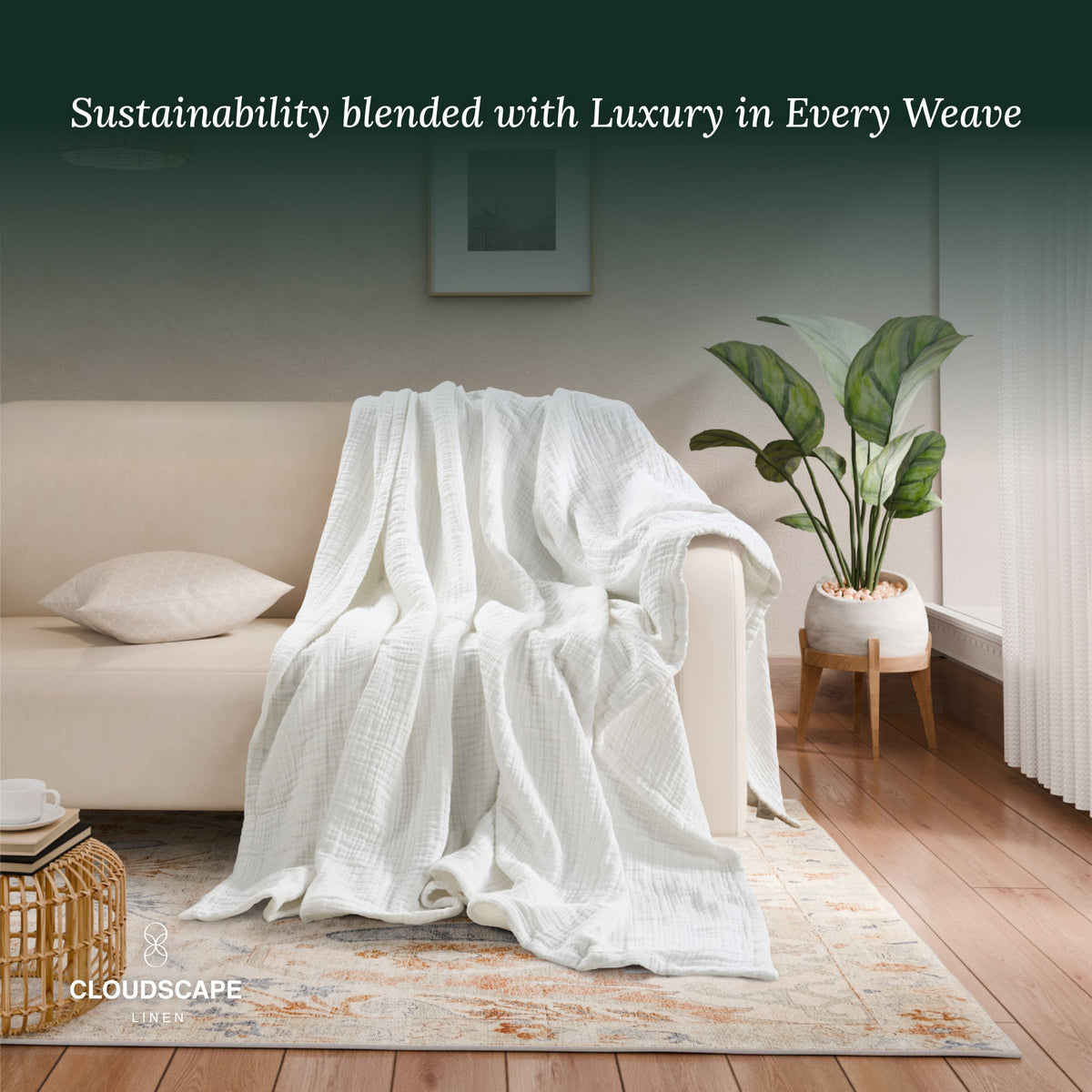 4 Layer Cotton Muslin Blanket - White
