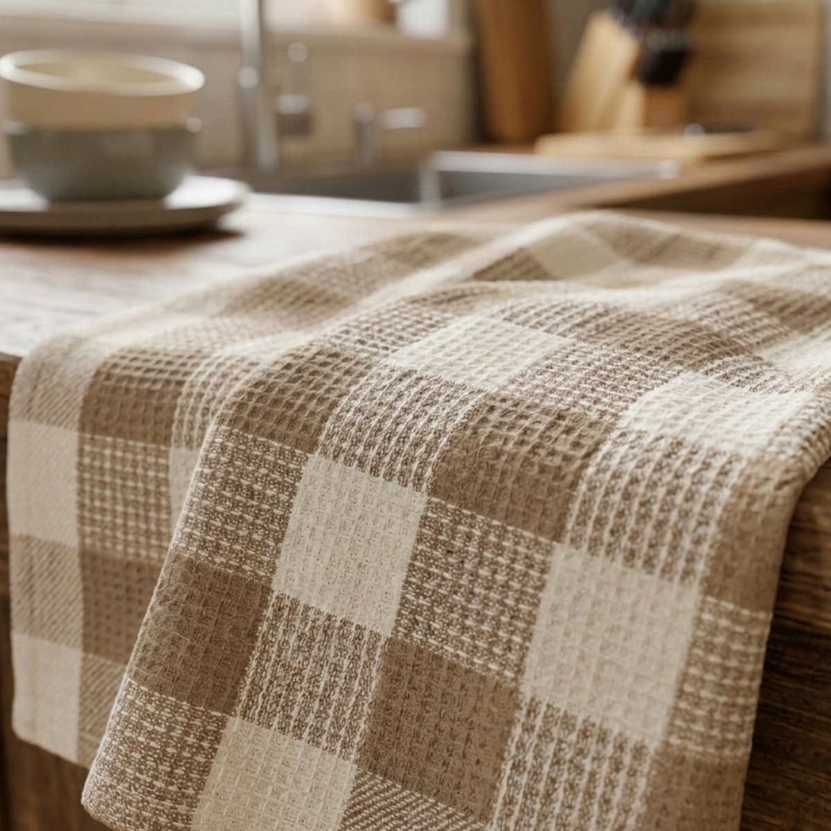 6-Piece Oversized Kitchen Towels: Beige