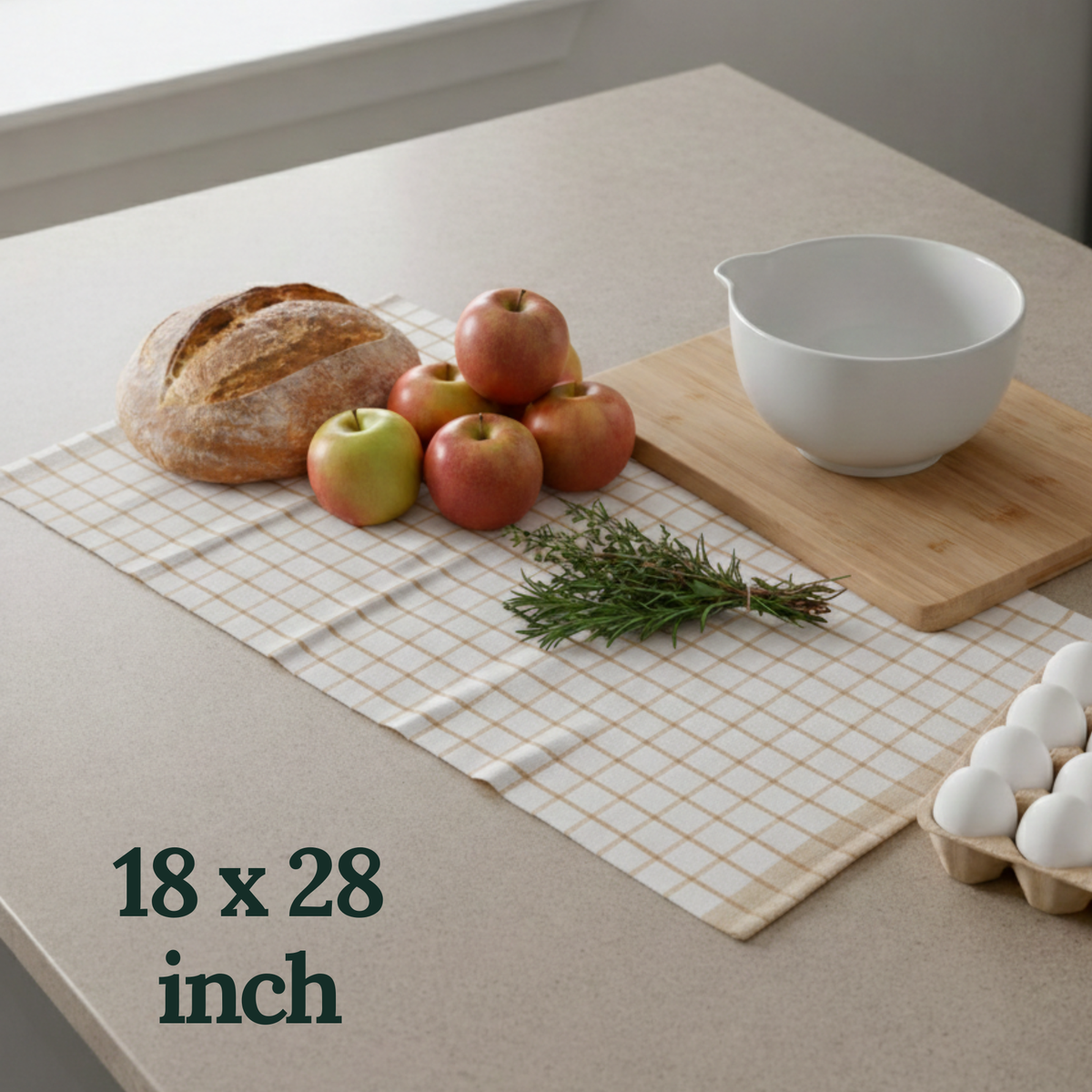 6-Piece Oversized Cotton Kitchen Towels - Beige