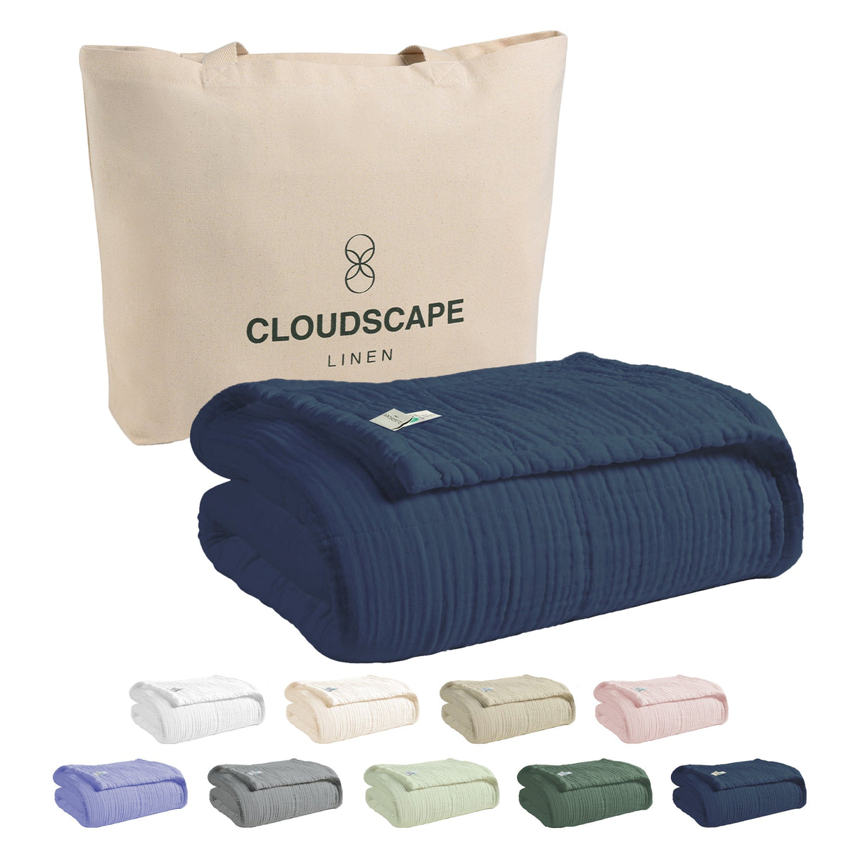 4 Layer Cotton Muslin Blanket - Ensign Blue