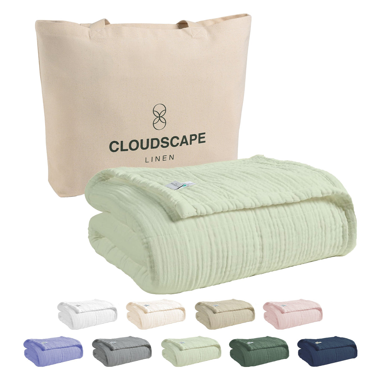 4 Layer Cotton Muslin Blanket: Sea Foam