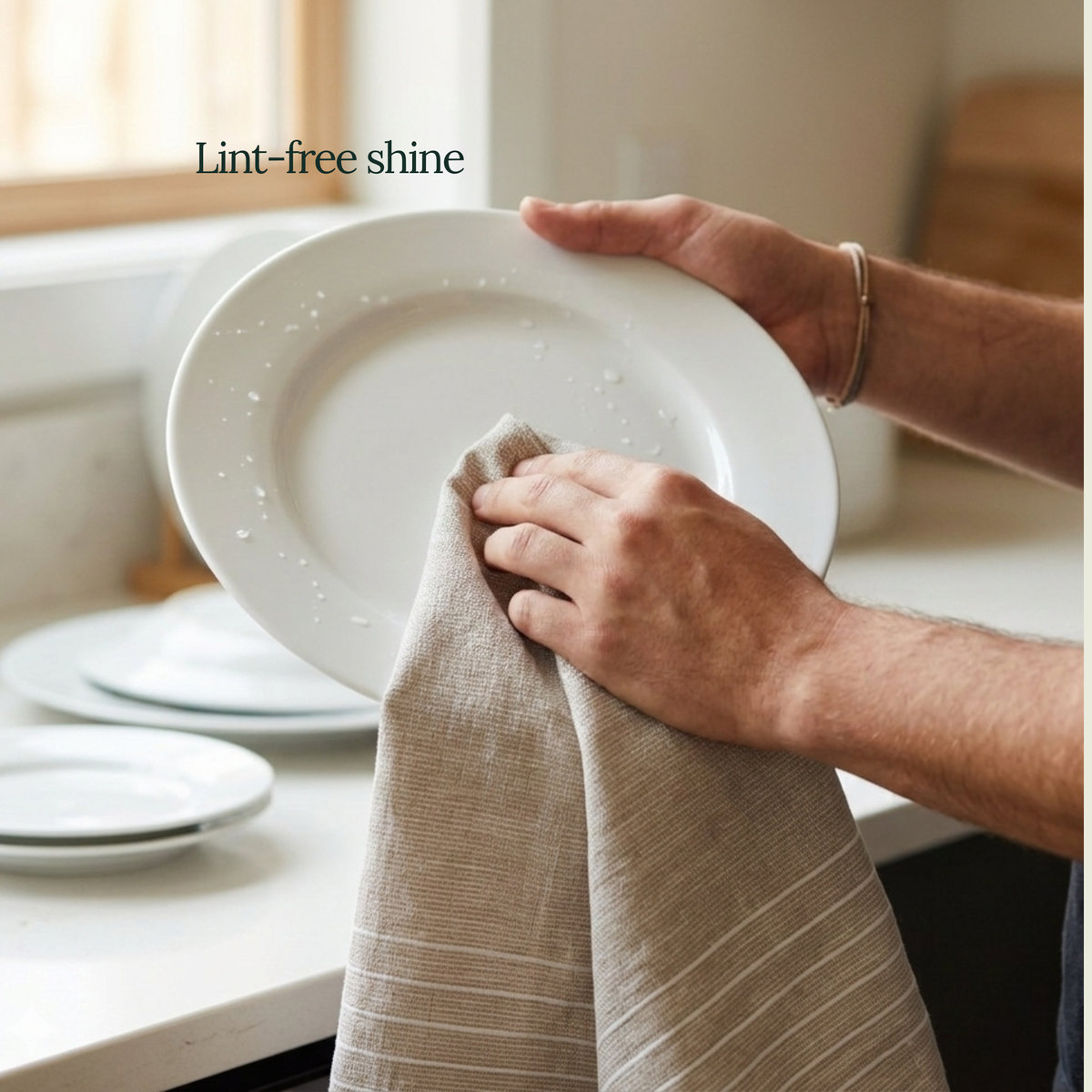 6-Piece Oversized Ribbed Slub Kitchen Towels - Beige, Olive, Rust