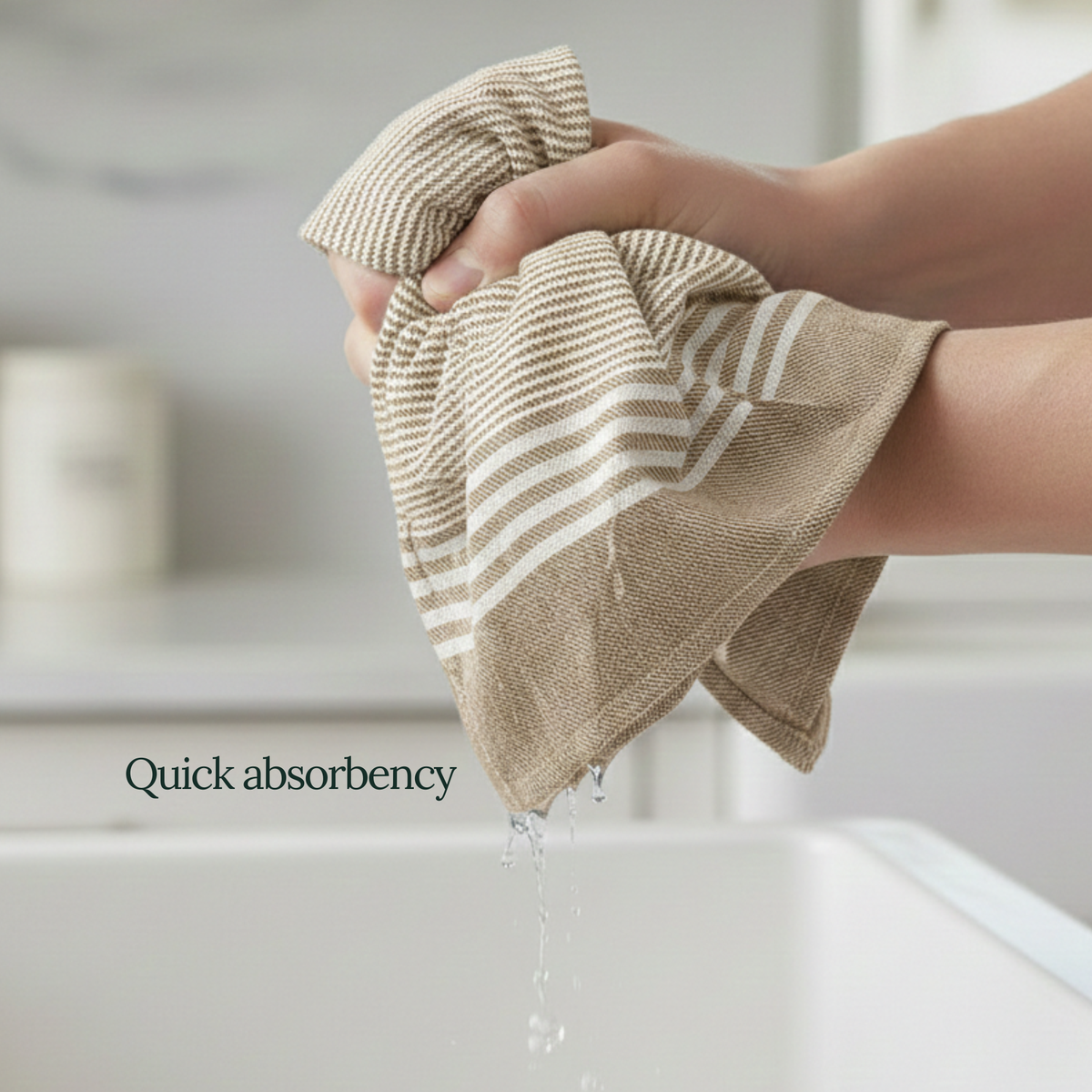 6-Piece Oversized Cotton Kitchen Towels - Beige