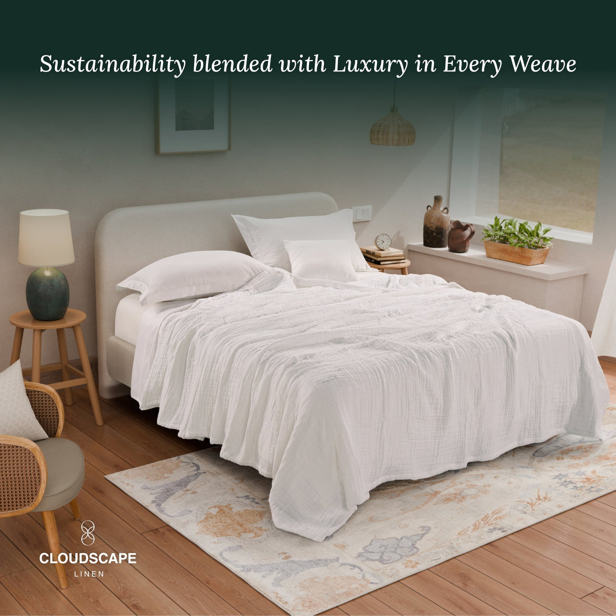 4 Layer Cotton Muslin Blanket - White