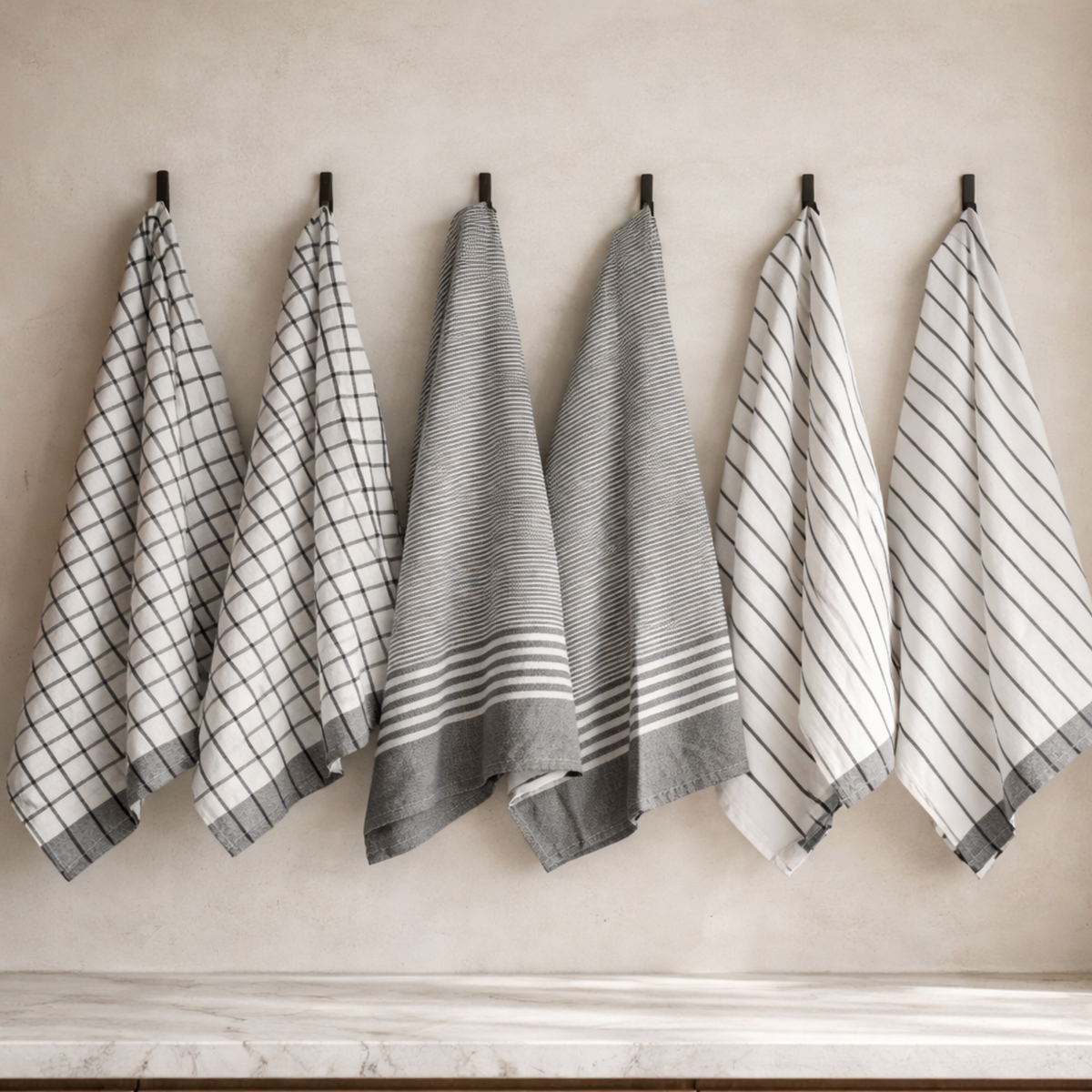 6-Piece Oversized Kitchen Towels - Grey