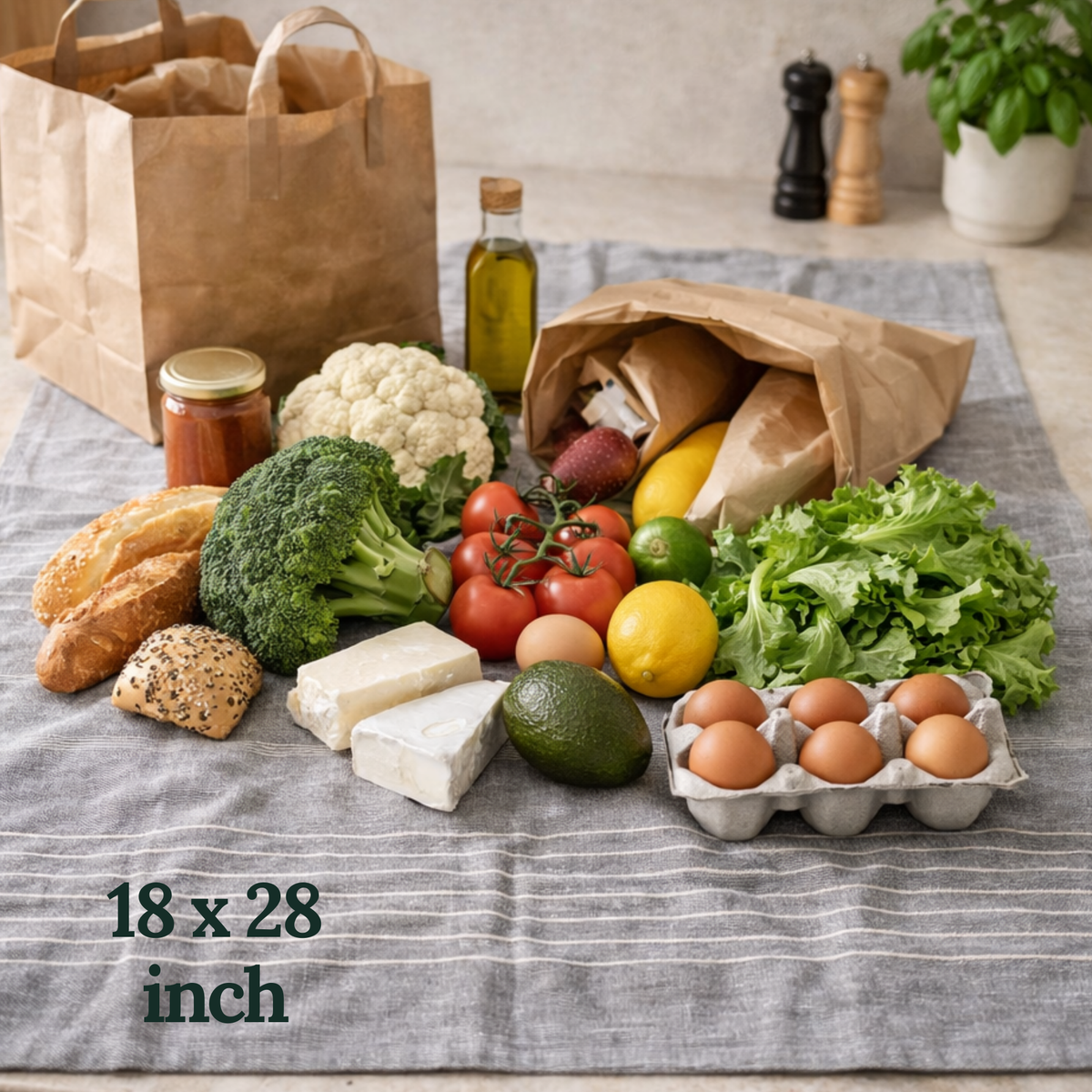 6-Piece Oversized Kitchen Towels: Grey