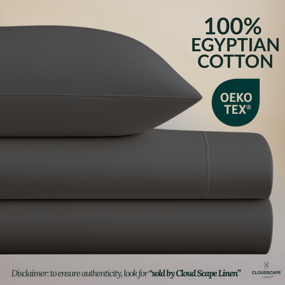 1000 Thread Count Egyptian Cotton : Charcoal Grey King Bedsheet Set