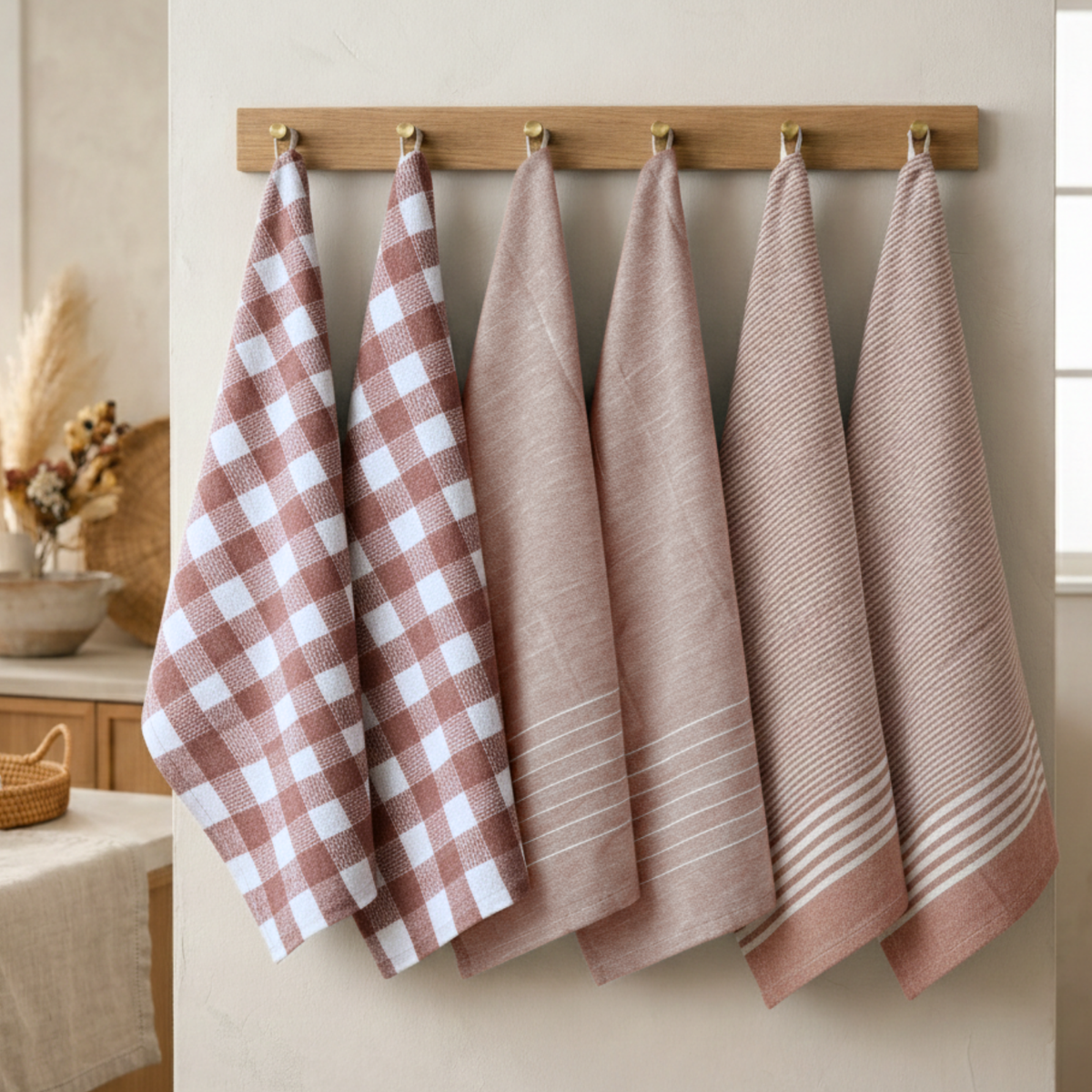 6-Piece Oversized Kitchen Towels: Rust