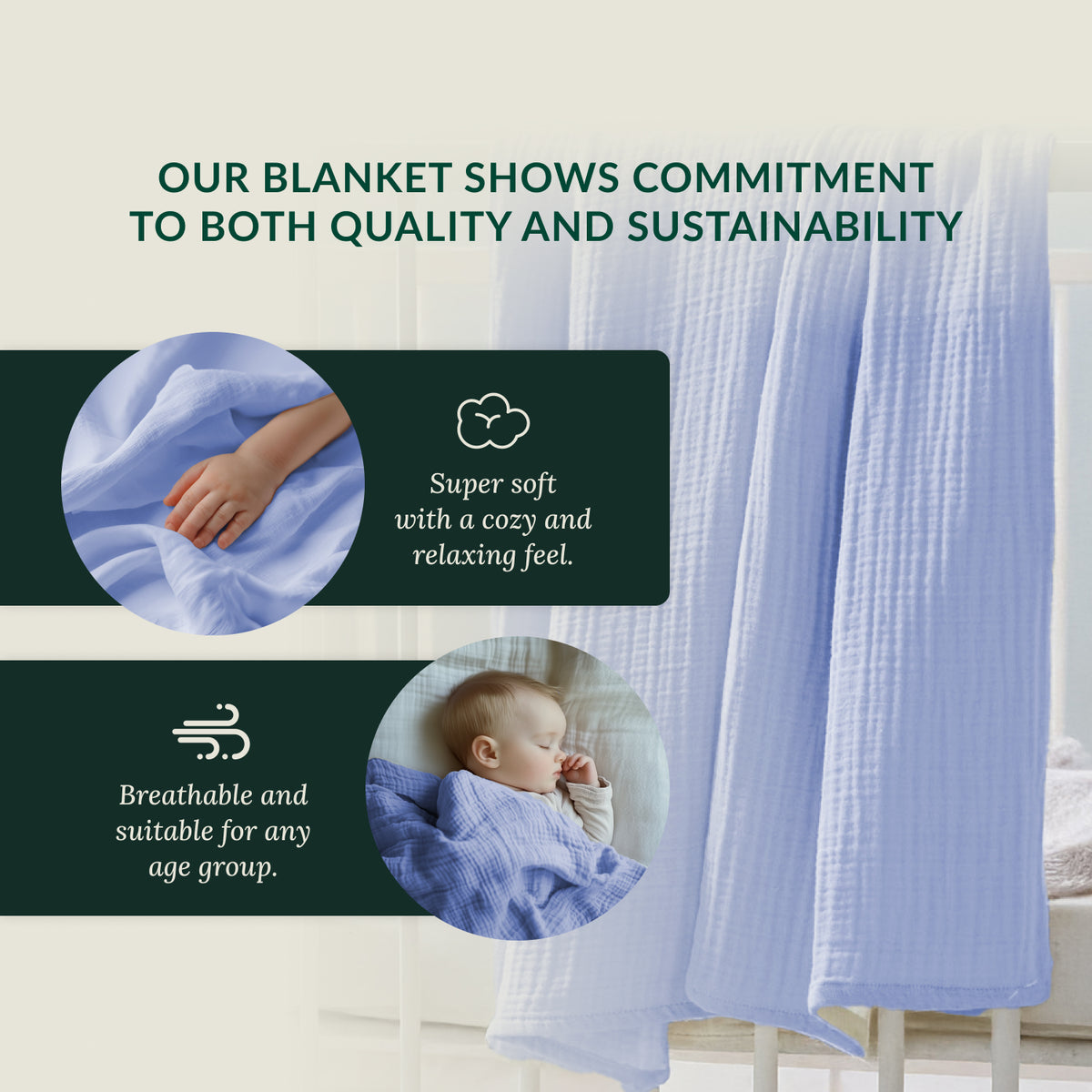 Baby Muslin Blanket - Baby Blue