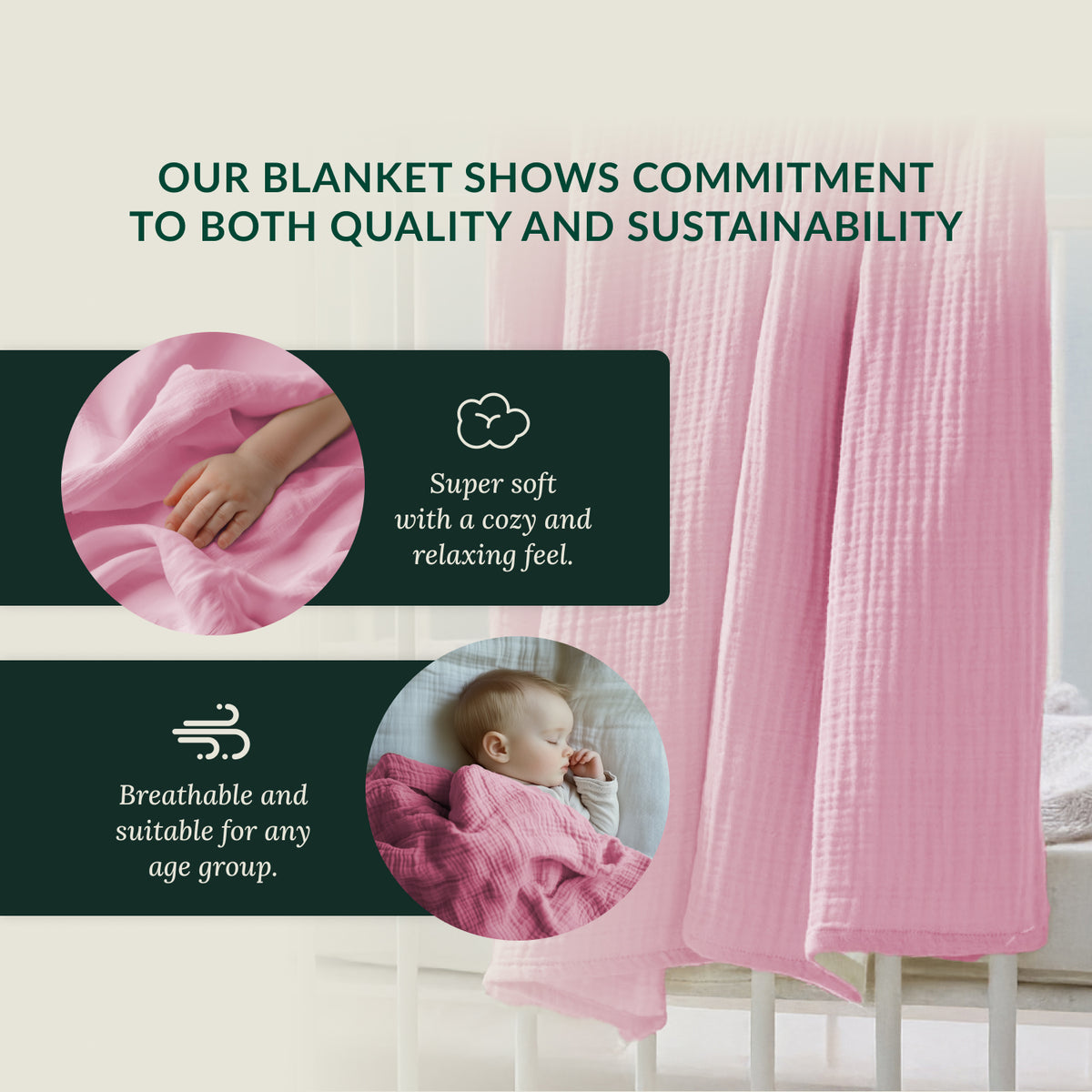Baby Muslin Blanket - Baby Pink