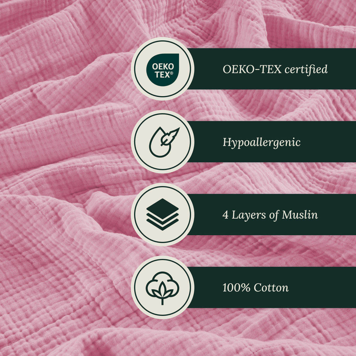 Baby Muslin Blanket - Baby Pink