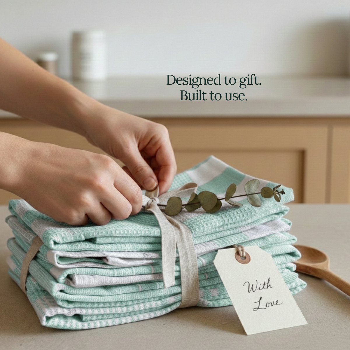 6-Piece Oversized Kitchen Towels: Aqua