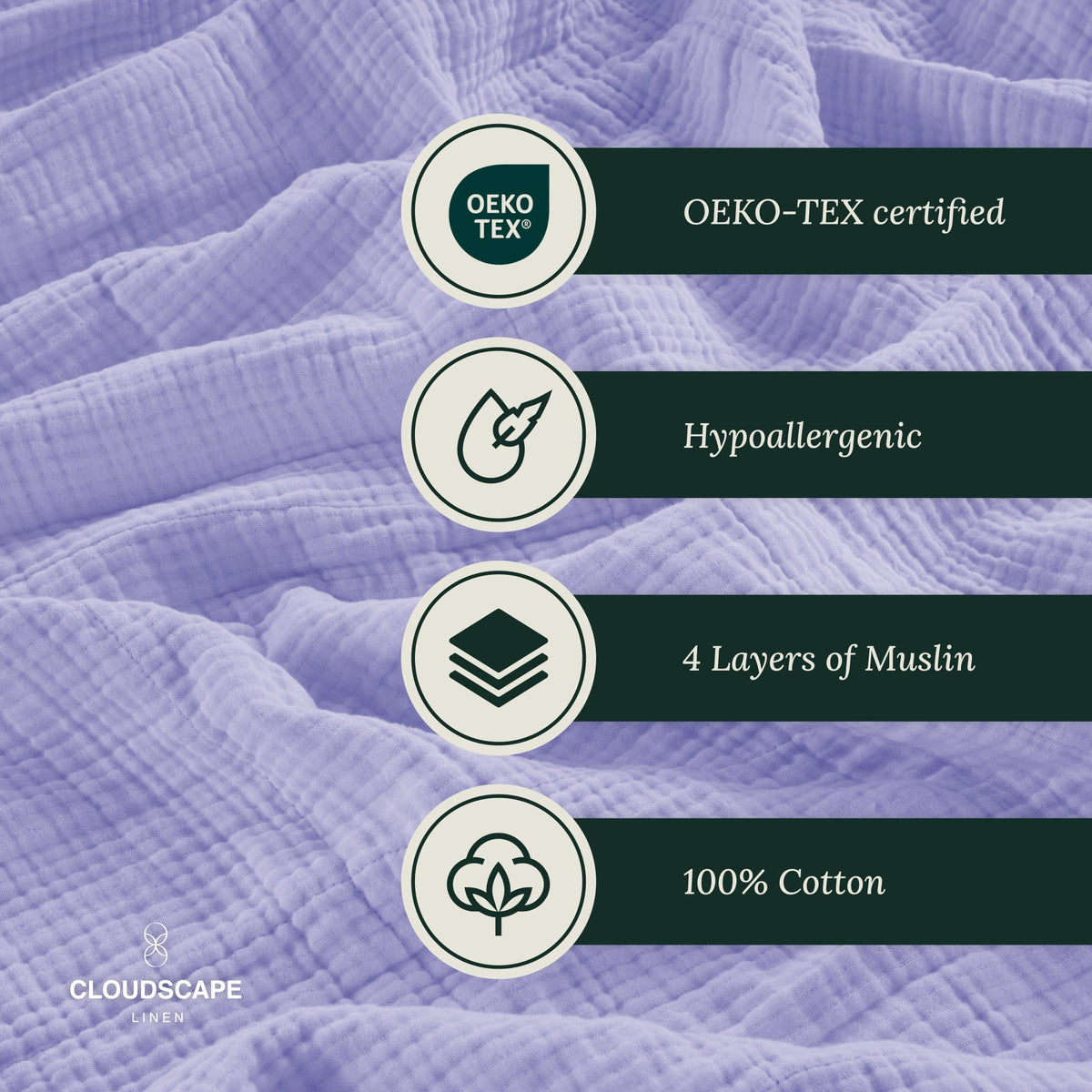 4 Layer Cotton Muslin Blanket - Lavender Blue