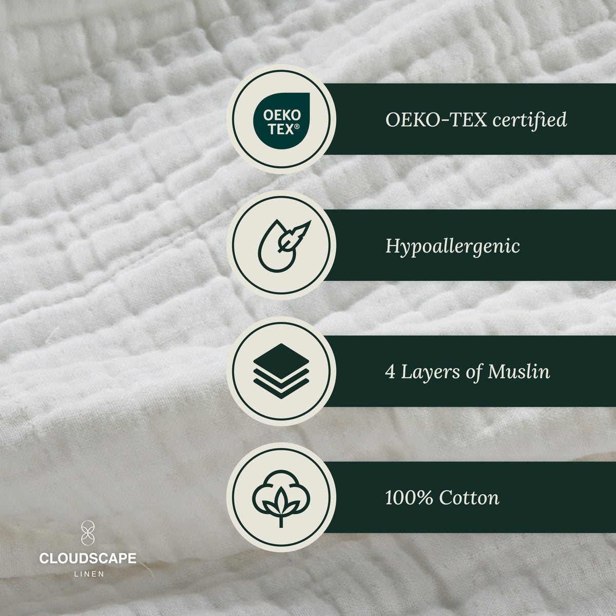 4 Layer Cotton Muslin Blanket - White