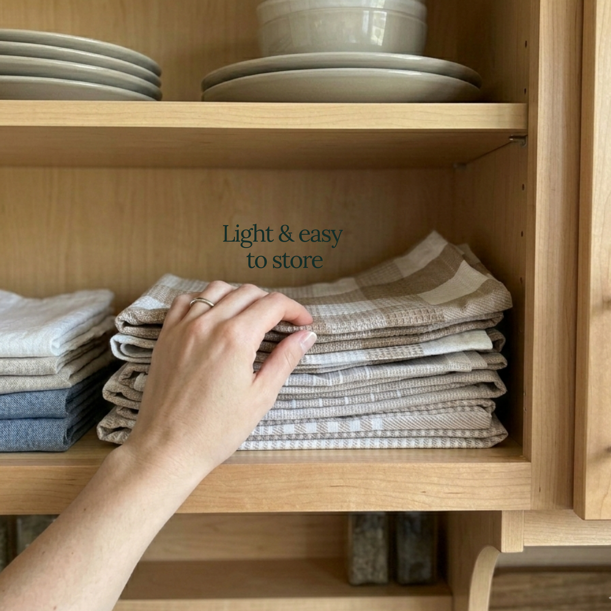 6-Piece Oversized Kitchen Towels: Beige