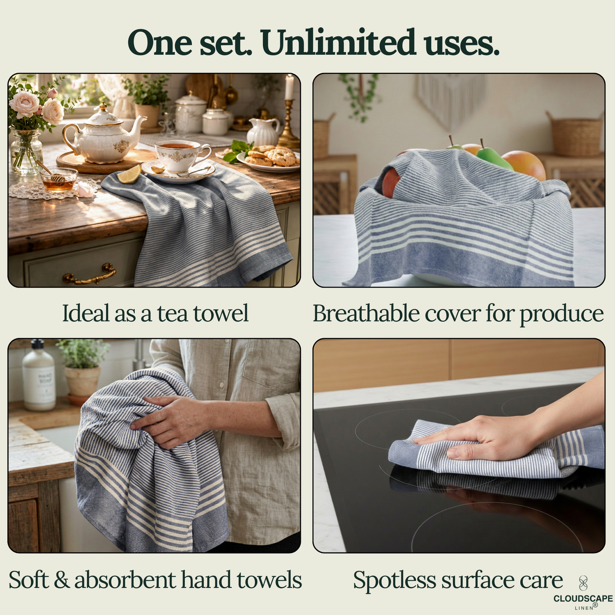 6-Piece Oversized Kitchen Towels: Indigo