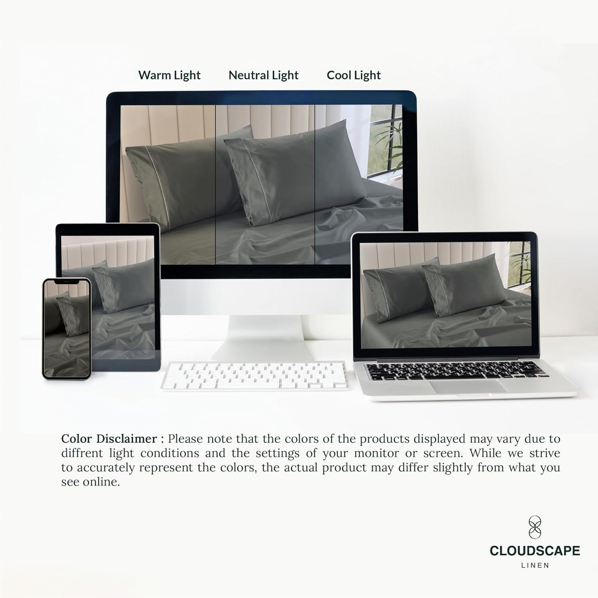 400 Thread Count Egyptian Cotton : Charcoal Grey Pillow Case - 2 Piece