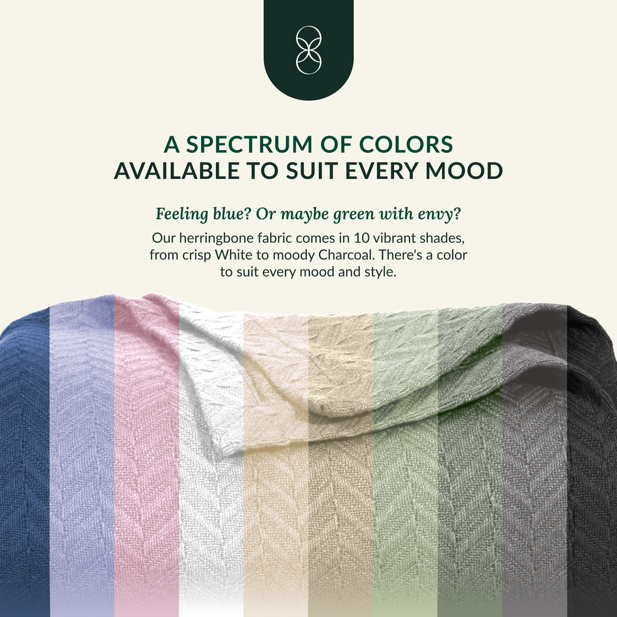 Cotton Herringbone Blanket: Ivory