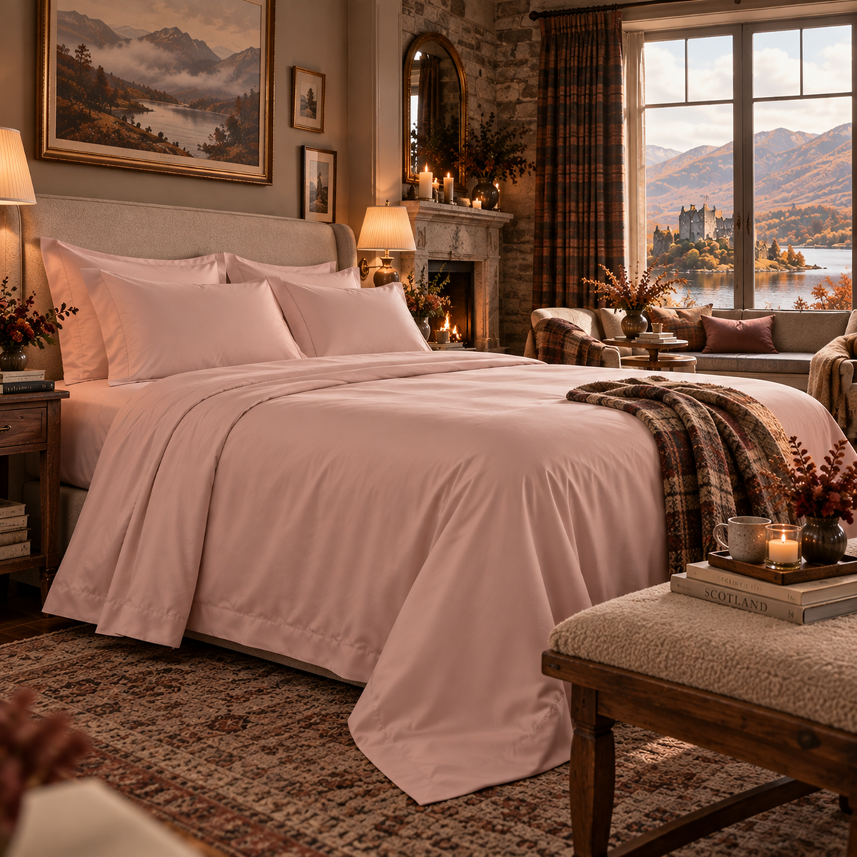 400 Thread Count Egyptian Cotton : Sepia Rose Bedsheet Set
