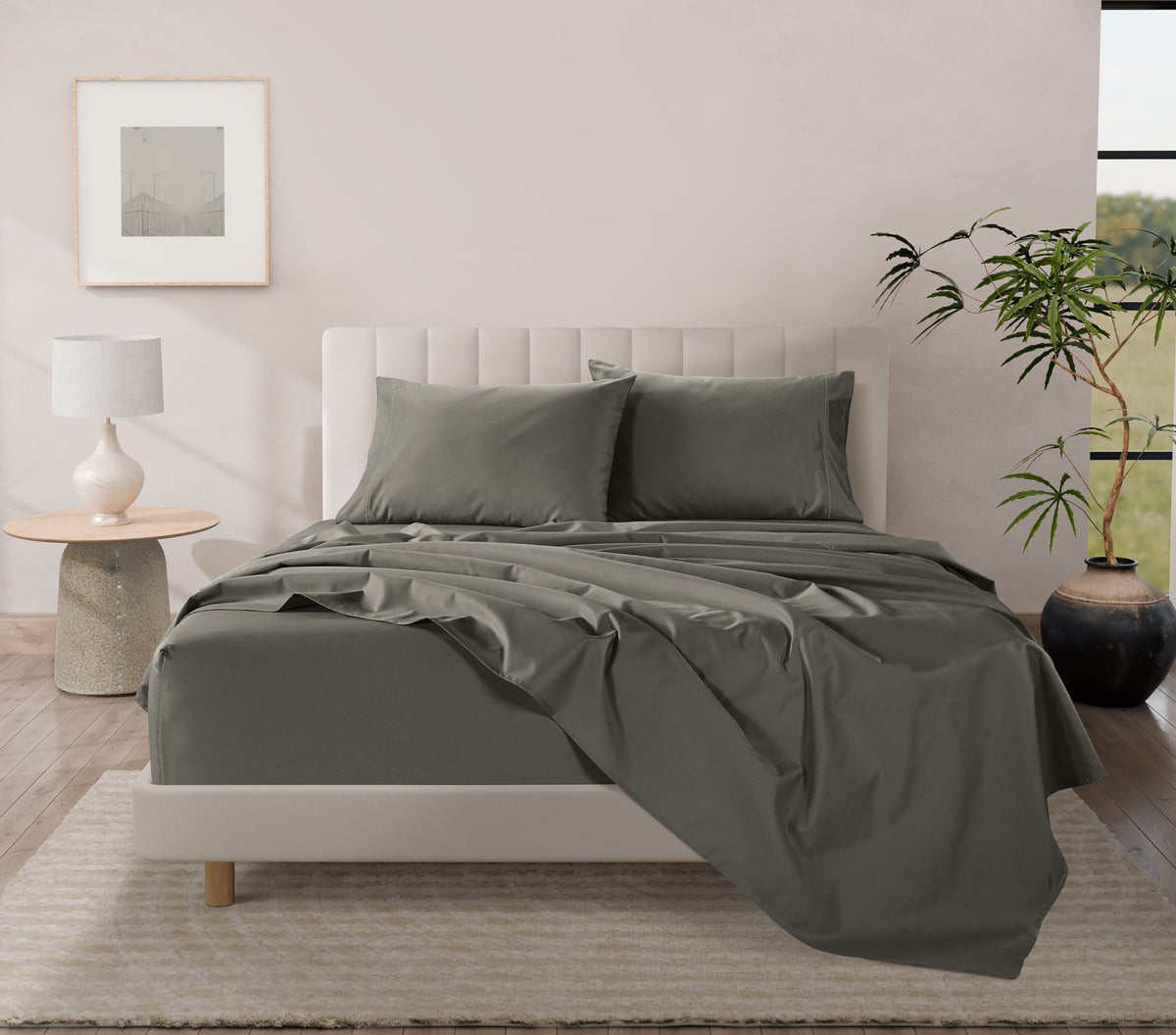 400 Thread Count Egyptian Cotton : Charcoal Grey Pillow Case - 2 Piece
