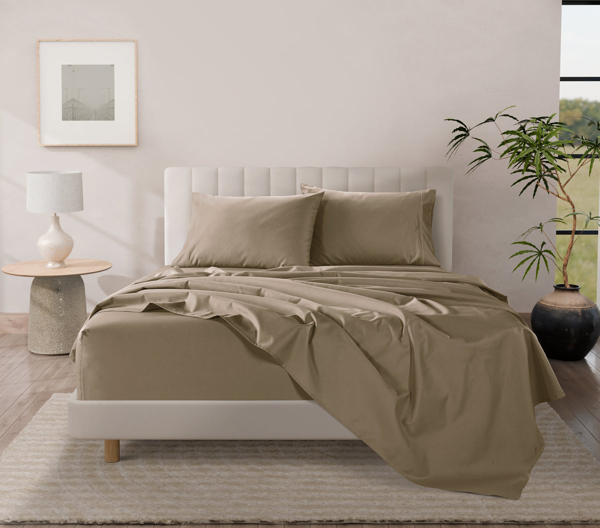 400 Thread Count Egyptian Cotton : Taupe Pillow Case - 2 Piece