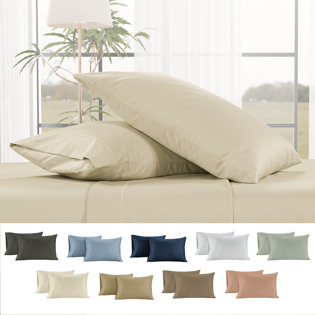 400 Thread Count Egyptian Cotton : Ivory Pillow Case - 2 Piece