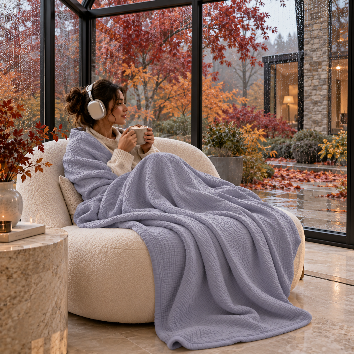 8 Layer Cotton Muslin Blanket - Lavender Blue