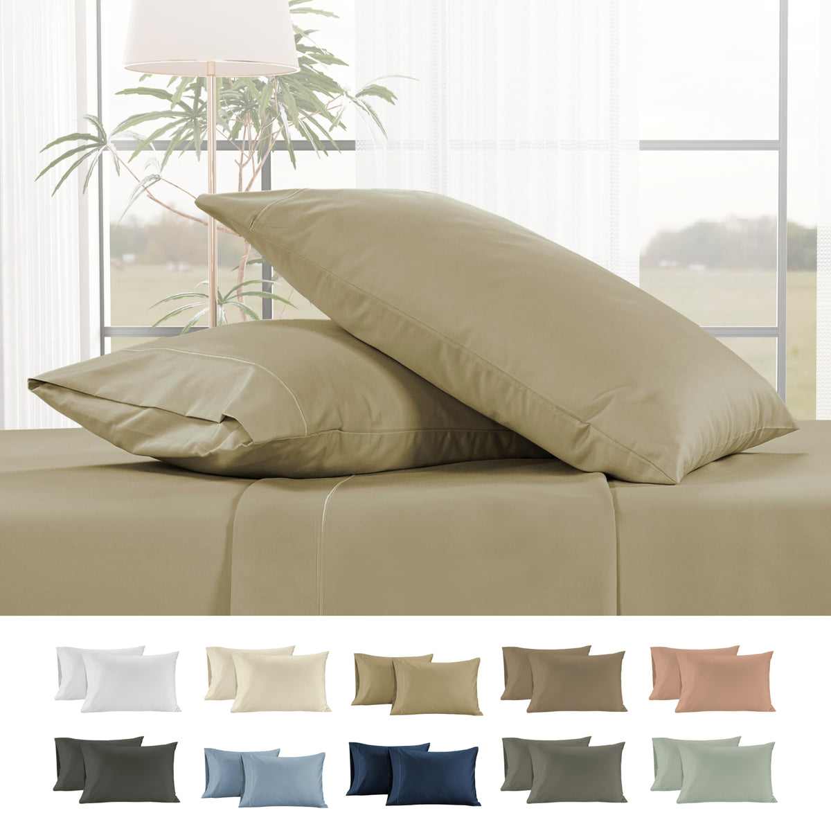 400 Thread Count Egyptian Cotton : Linen Pillow Case - 2 Piece