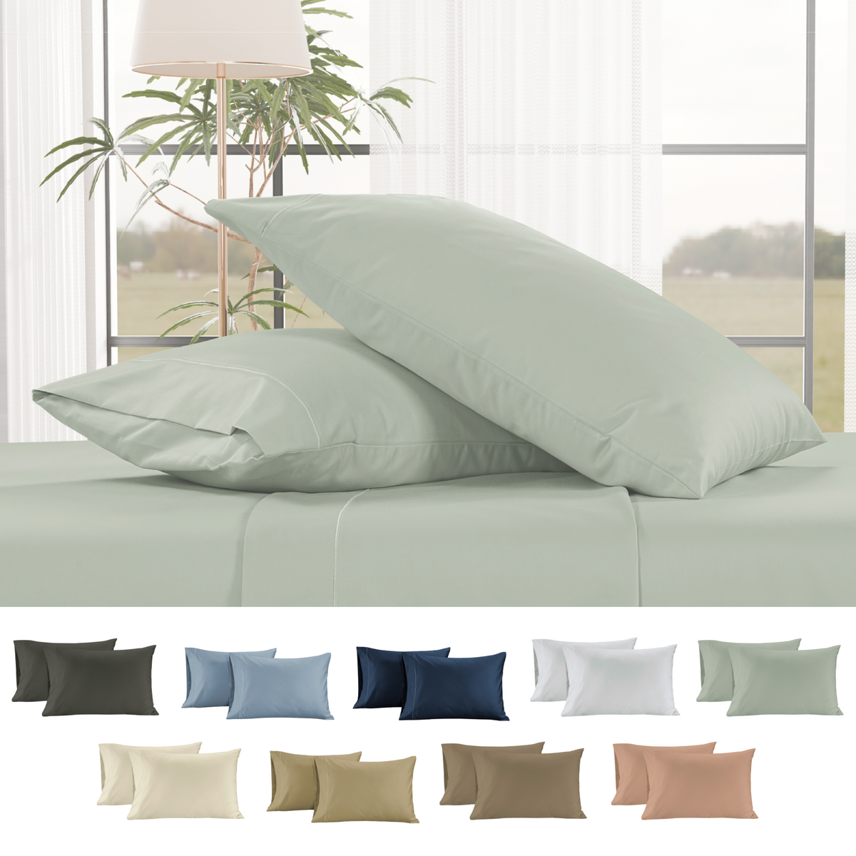 400 Thread Count Egyptian Cotton : Mineral Pillow Case - 2 Piece