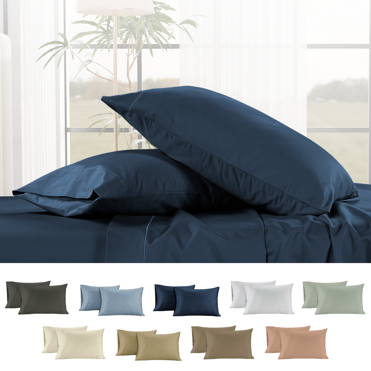 400 Thread Count Egyptian Cotton : Dark Denim Pillow Case - 2 Piece