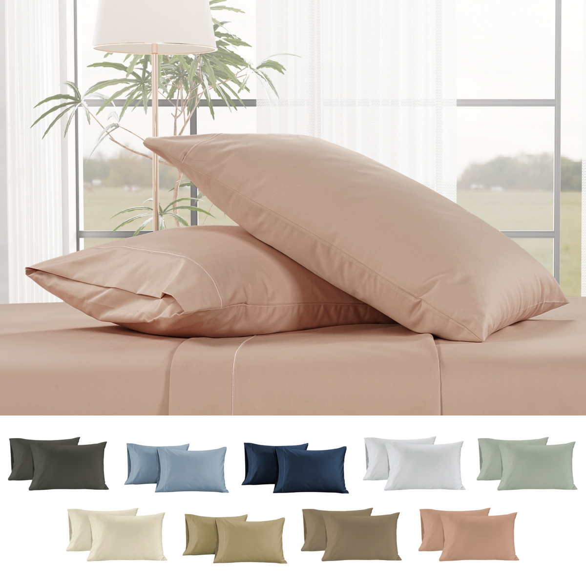 400 Thread Count Egyptian Cotton : Sepia Rose Pillow Case - 2 Piece