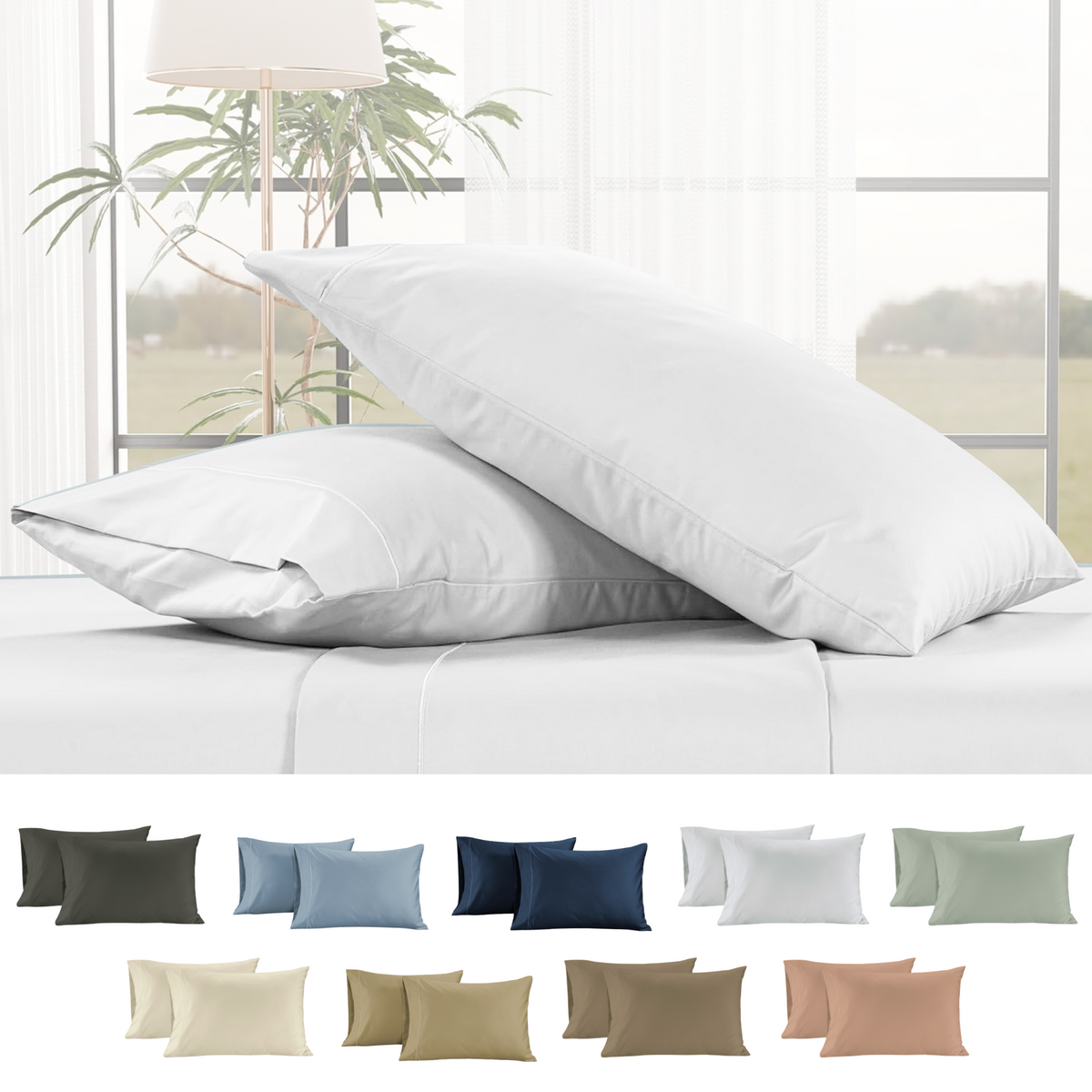 1000 Thread Count Egyptian Cotton : White Pillow Case - 2 Piece