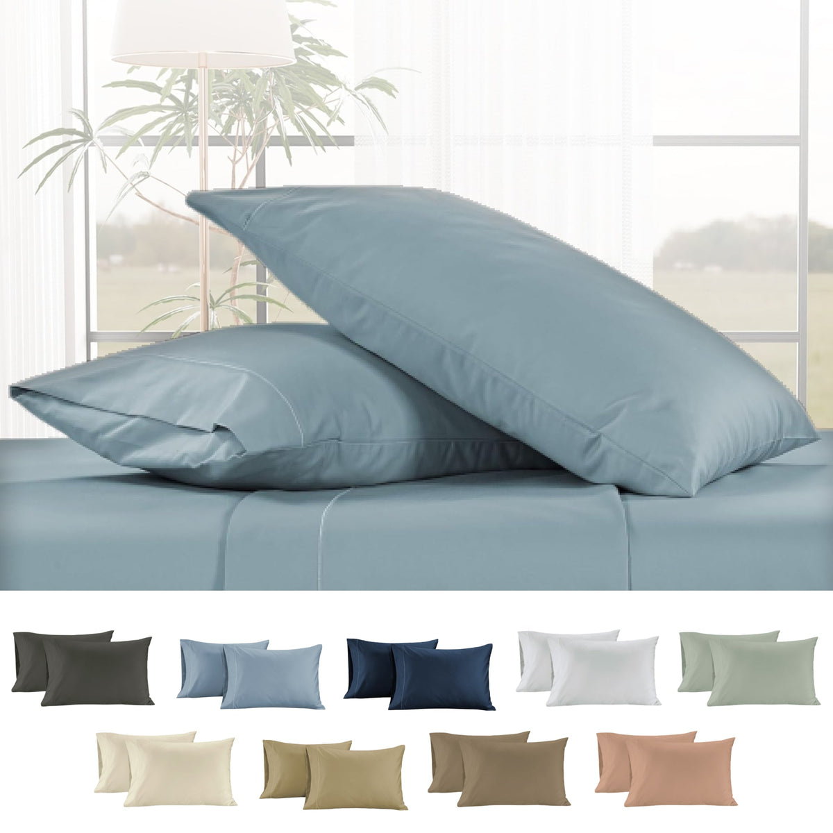 400 Thread Count Egyptian Cotton : French Blue Pillow Case - 2 Piece