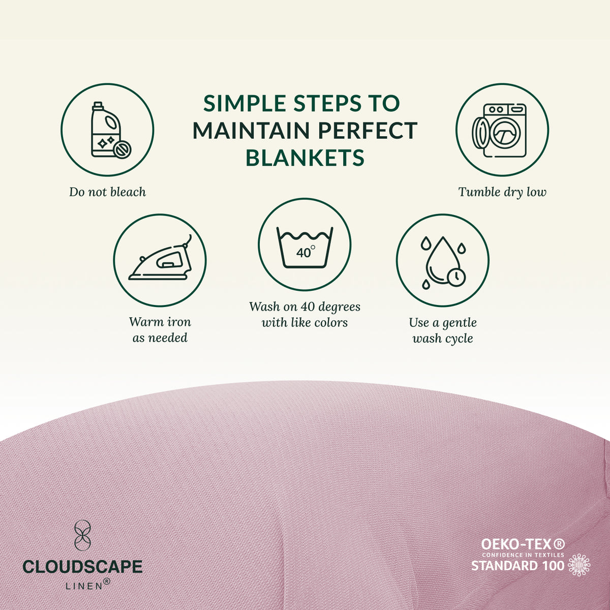Cotton Herringbone Blanket: Sea Shell Pink