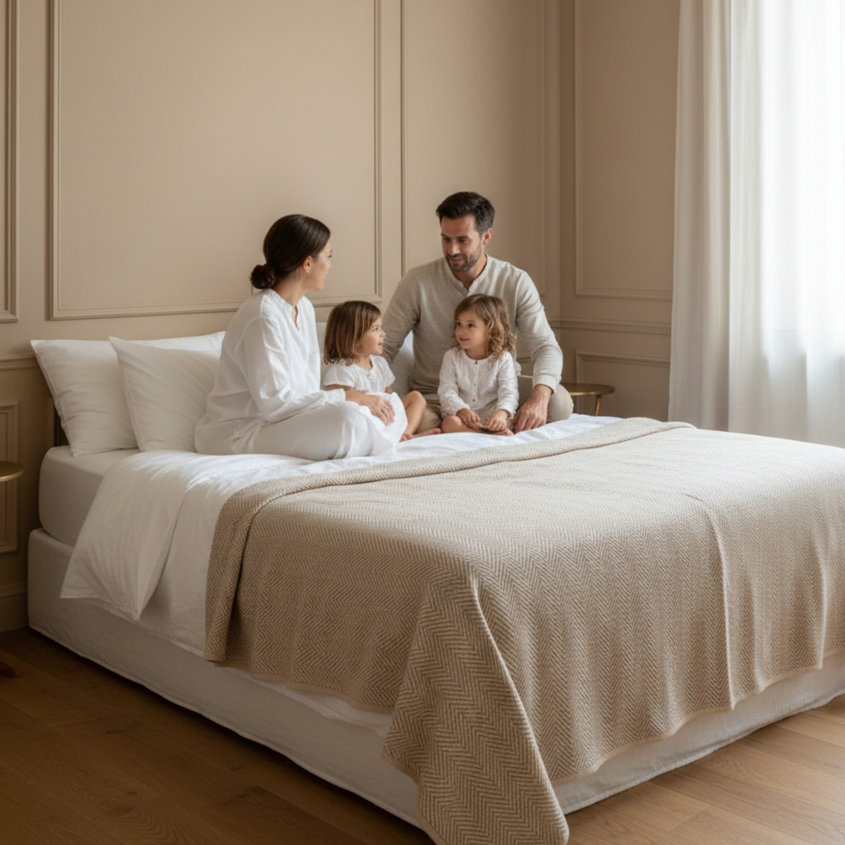 Cotton Herringbone Blanket: Fog