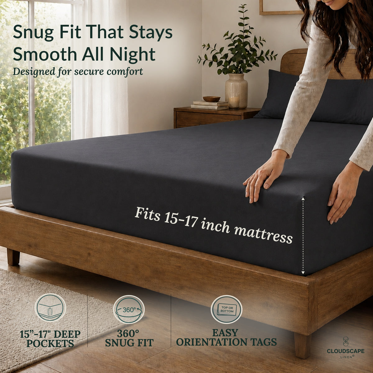 400 Thread Count Egyptian Cotton : Charcoal Grey Bedsheet Set