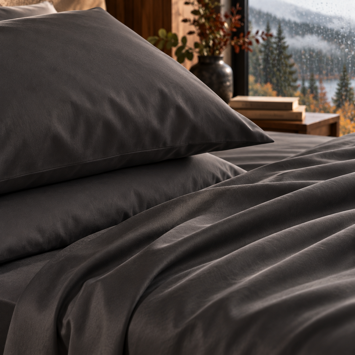 400 Thread Count Egyptian Cotton : Charcoal Grey Bedsheet Set
