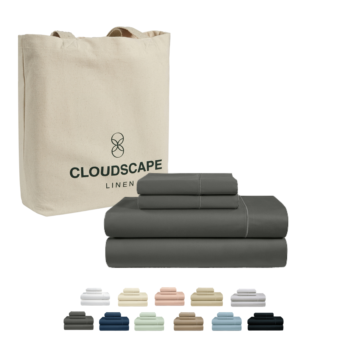 1000 Thread Count Egyptian Cotton : Charcoal Grey King Bedsheet Set