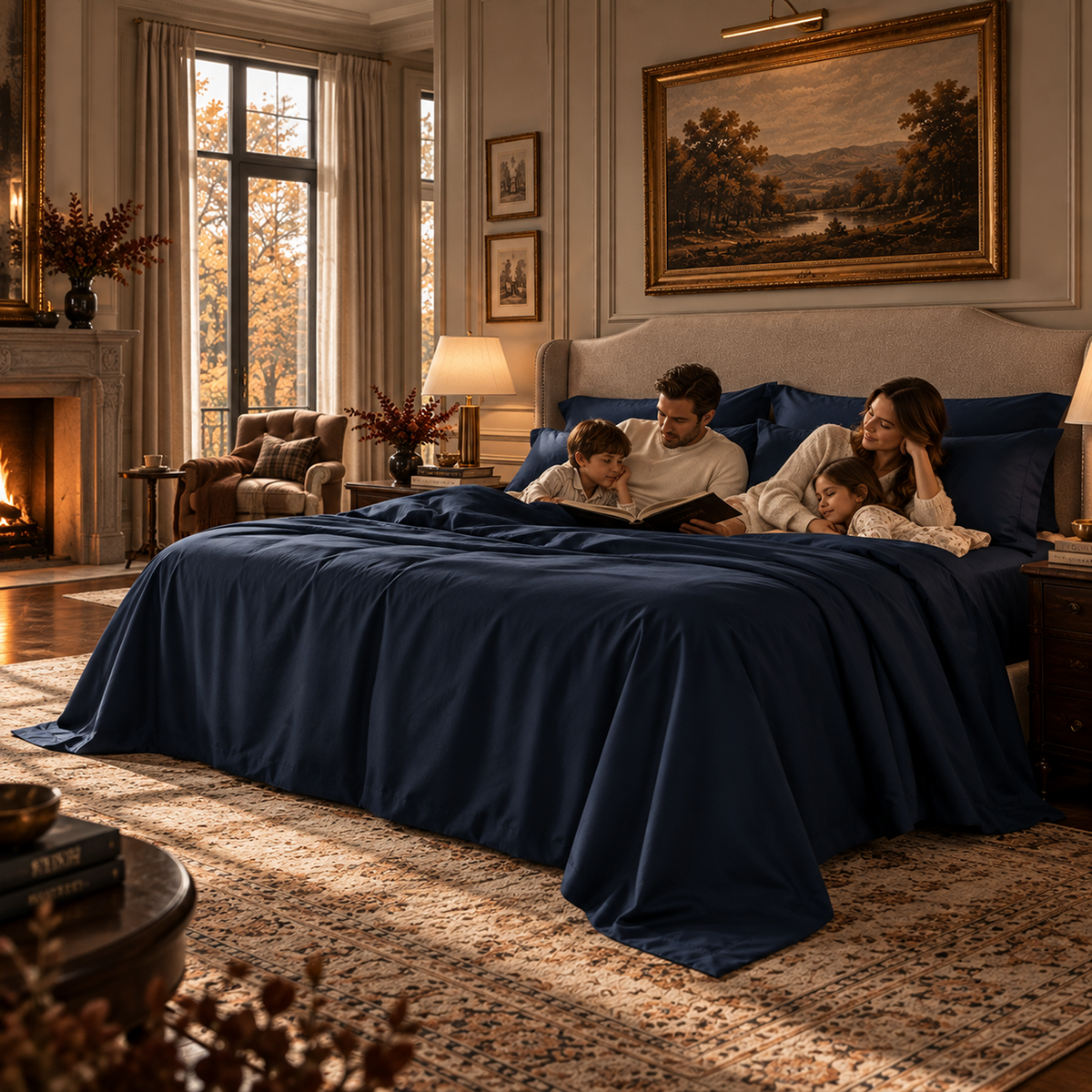 1000 Thread Count Egyptian Cotton : Dark Denim Bedsheet Set