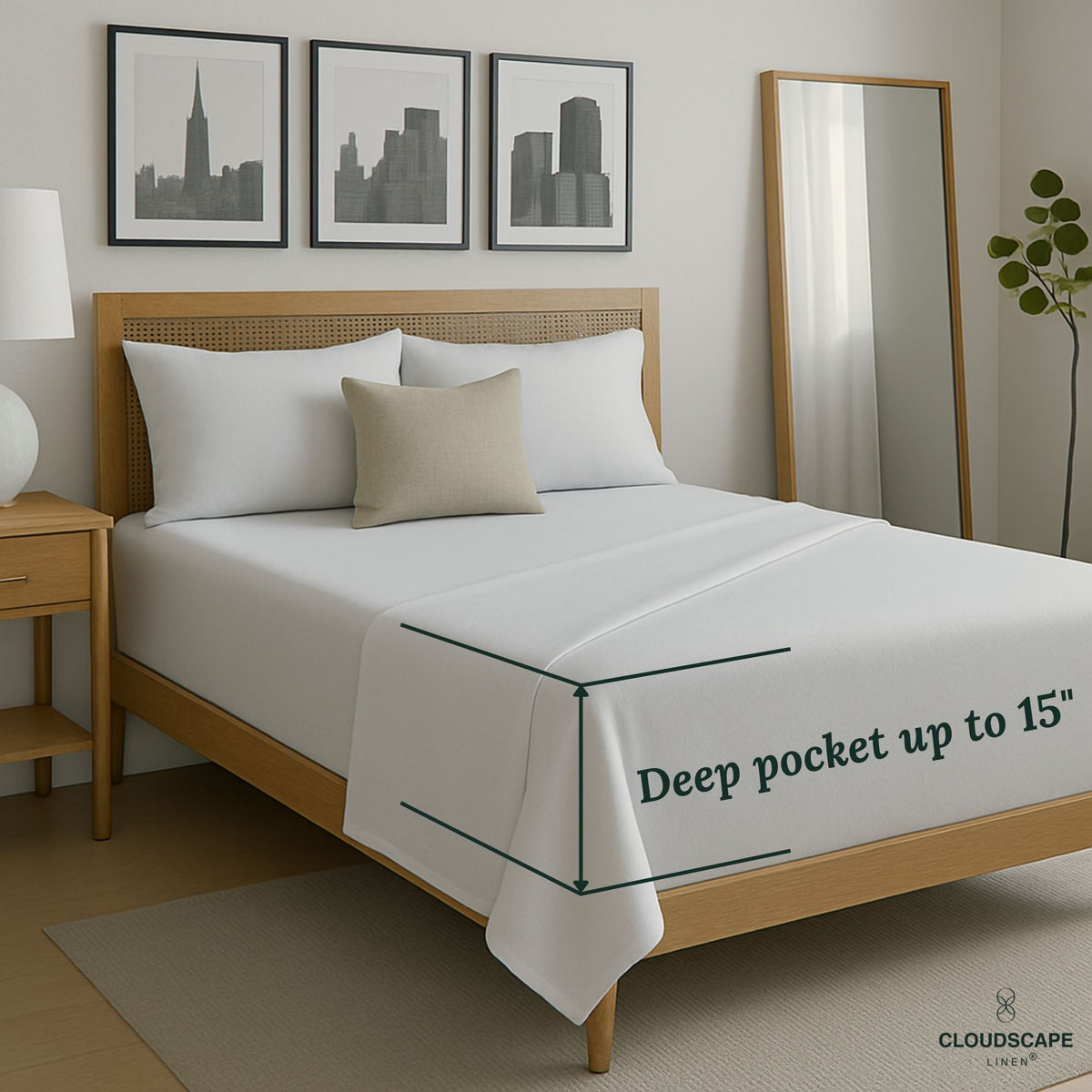 1000 Thread Count Egyptian Cotton : White Bedsheet Set Queen