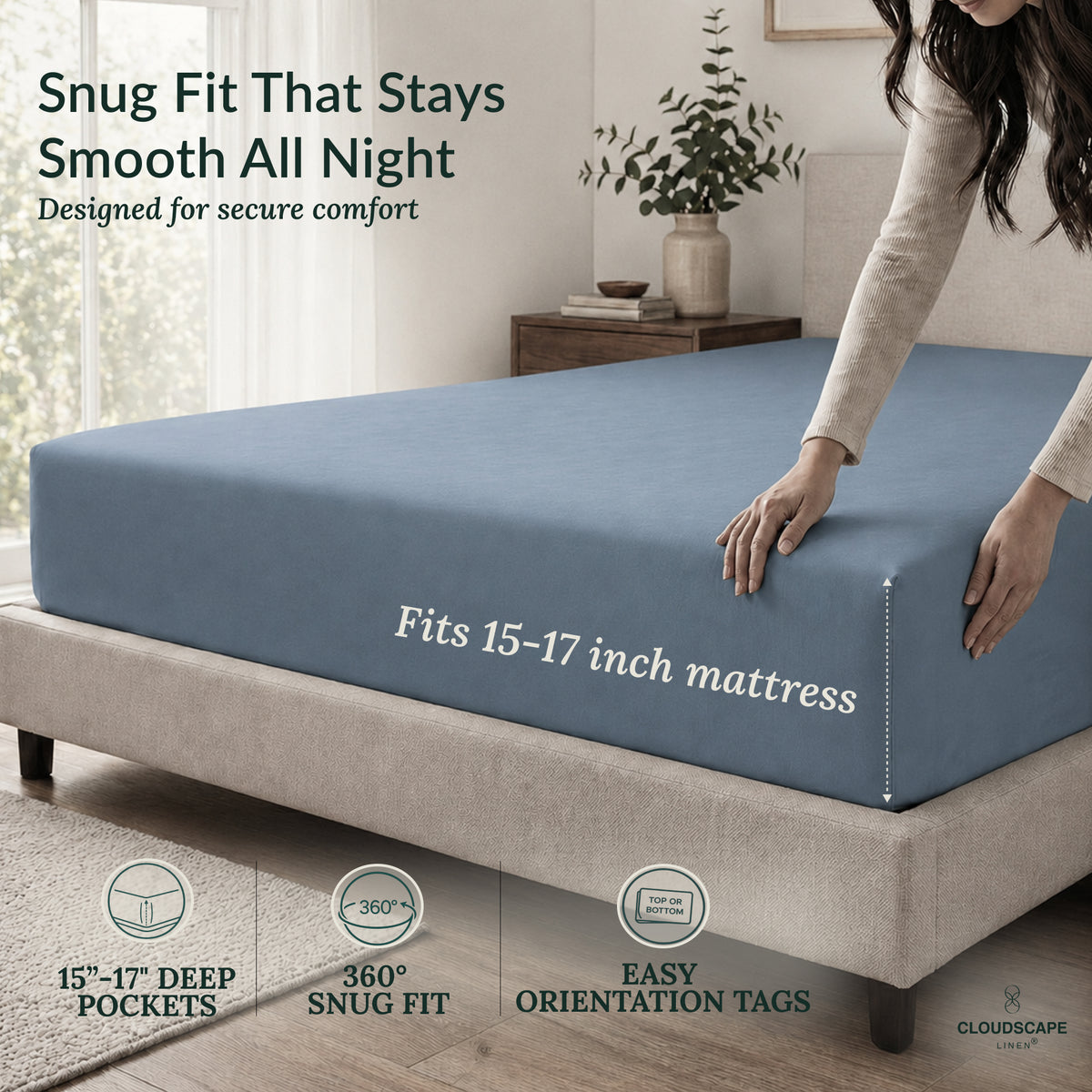 400 Thread Count Egyptian Cotton : French Blue Bedsheet Set