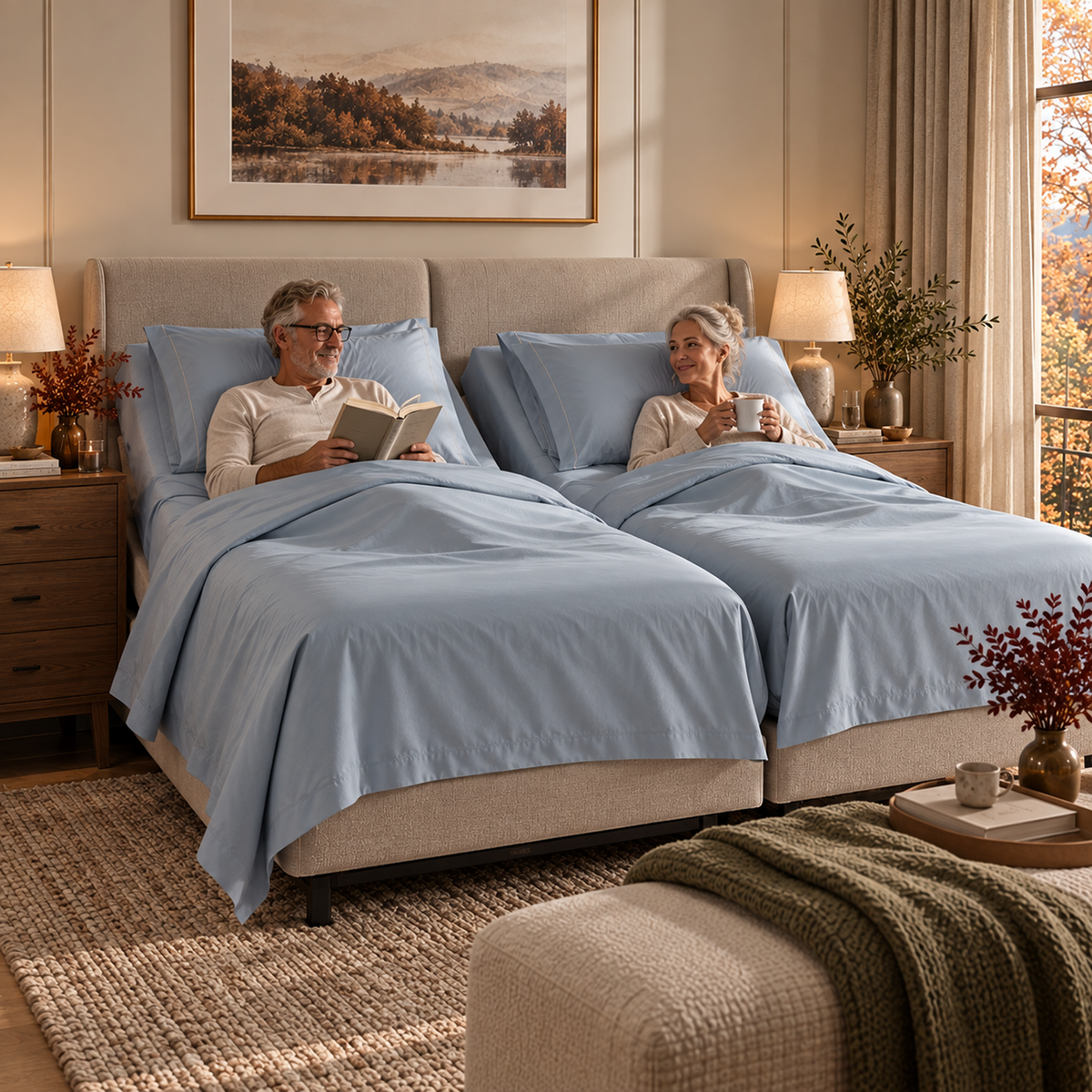 1000 Thread Count Egyptian Cotton : French Blue Bedsheet Set