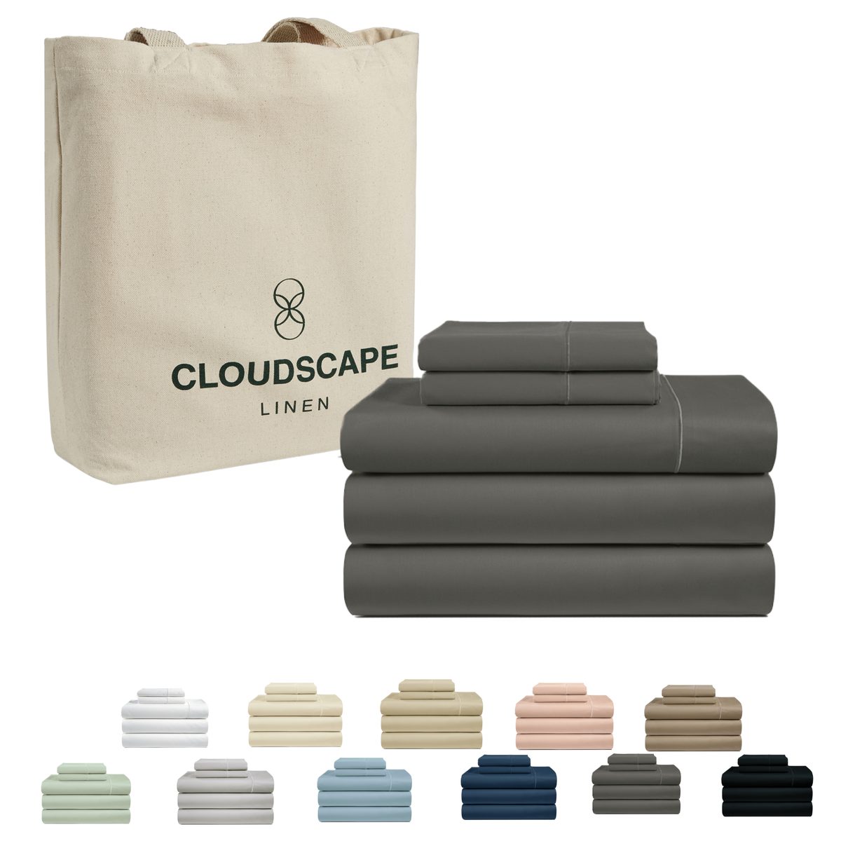 1000 Thread Count Egyptian Cotton : Charcoal Grey King Bedsheet Set