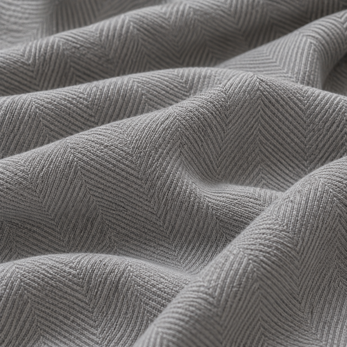 Cotton Herringbone Blanket: Light Grey