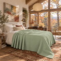 Cotton Herringbone Blanket: Sea Foam