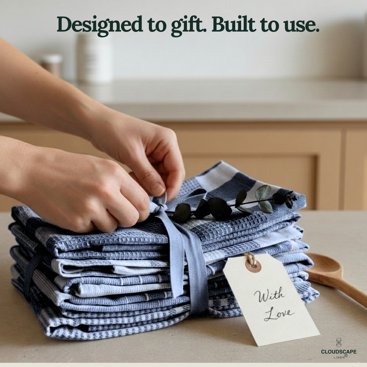 12-Piece Oversized Kitchen Towels: Indigo