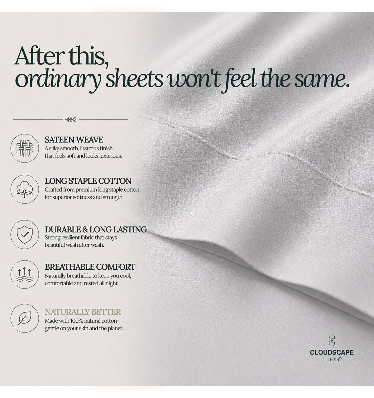 1000 Thread Count Egyptian Cotton : Silver Bedsheet Set