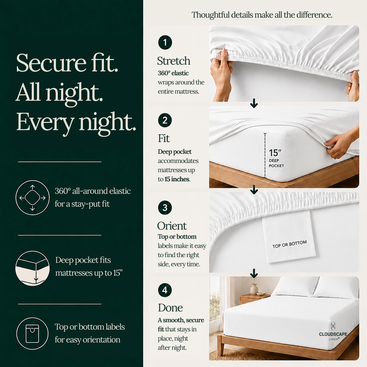 1000 Thread Count Egyptian Cotton : White Bedsheet Set