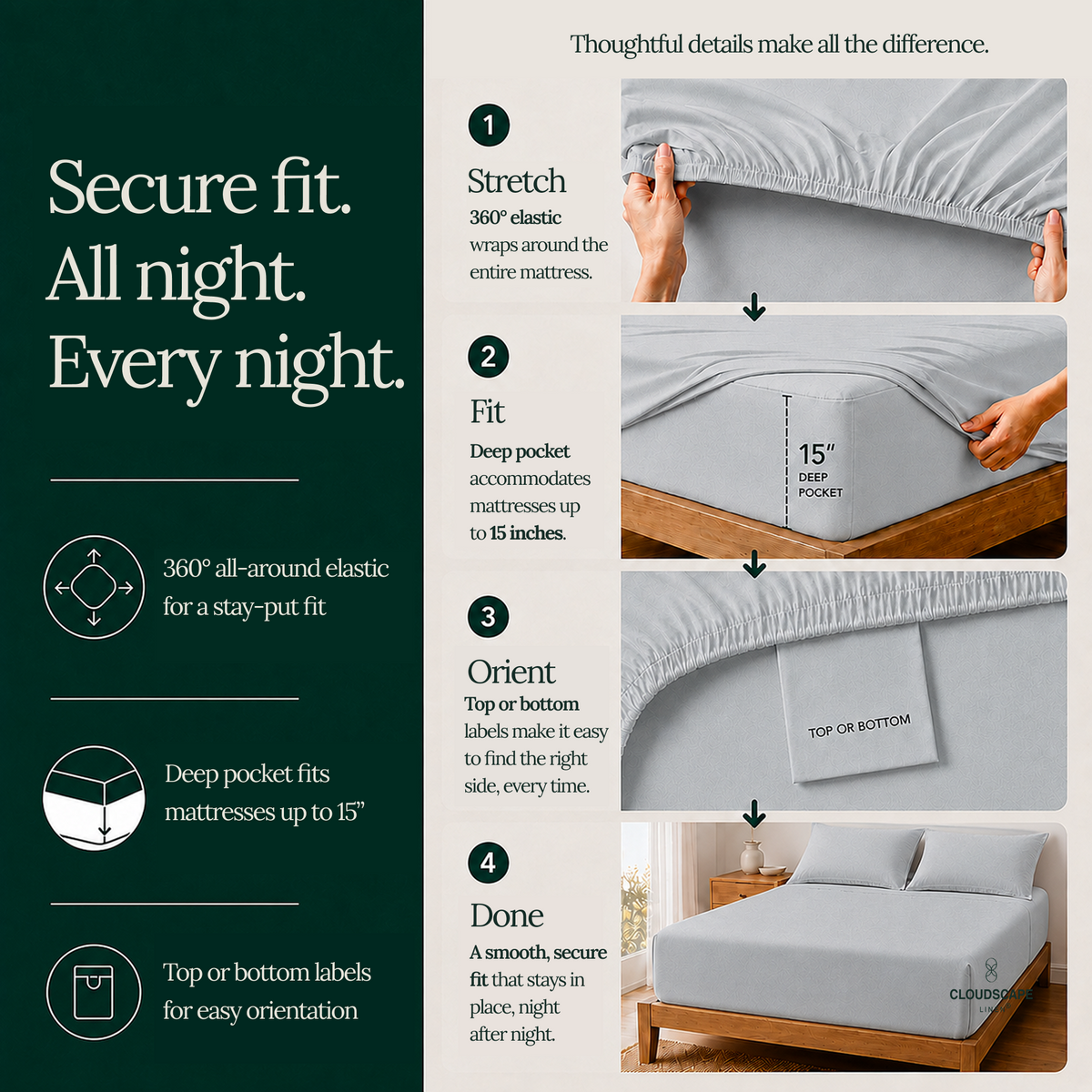 1000 Thread Count Egyptian Cotton : Silver Bedsheet Set
