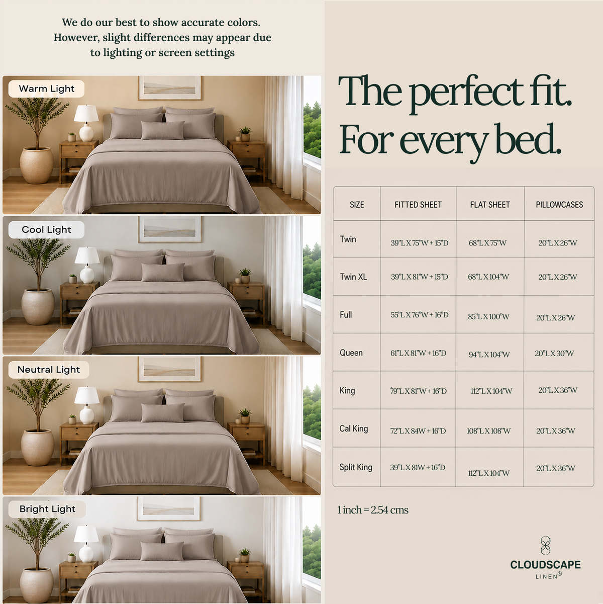 1000 Thread Count Egyptian Cotton : Taupe Bedsheet Set